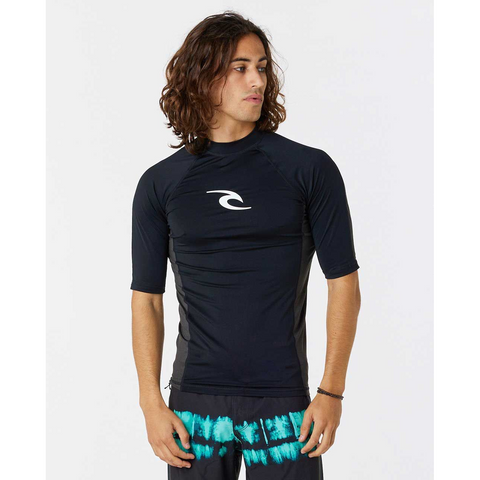 Rip Curl Waves UV Short Sleeve Rash Vest Black